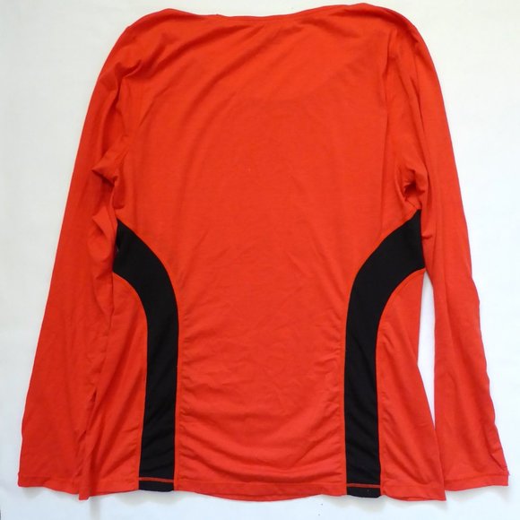 RALPH LAUREN ACTIVE BRAND WOMENS RED BLACK SIDE STRIPE KNIT LONG SLEEVE - LARGE - Picture 2 of 9